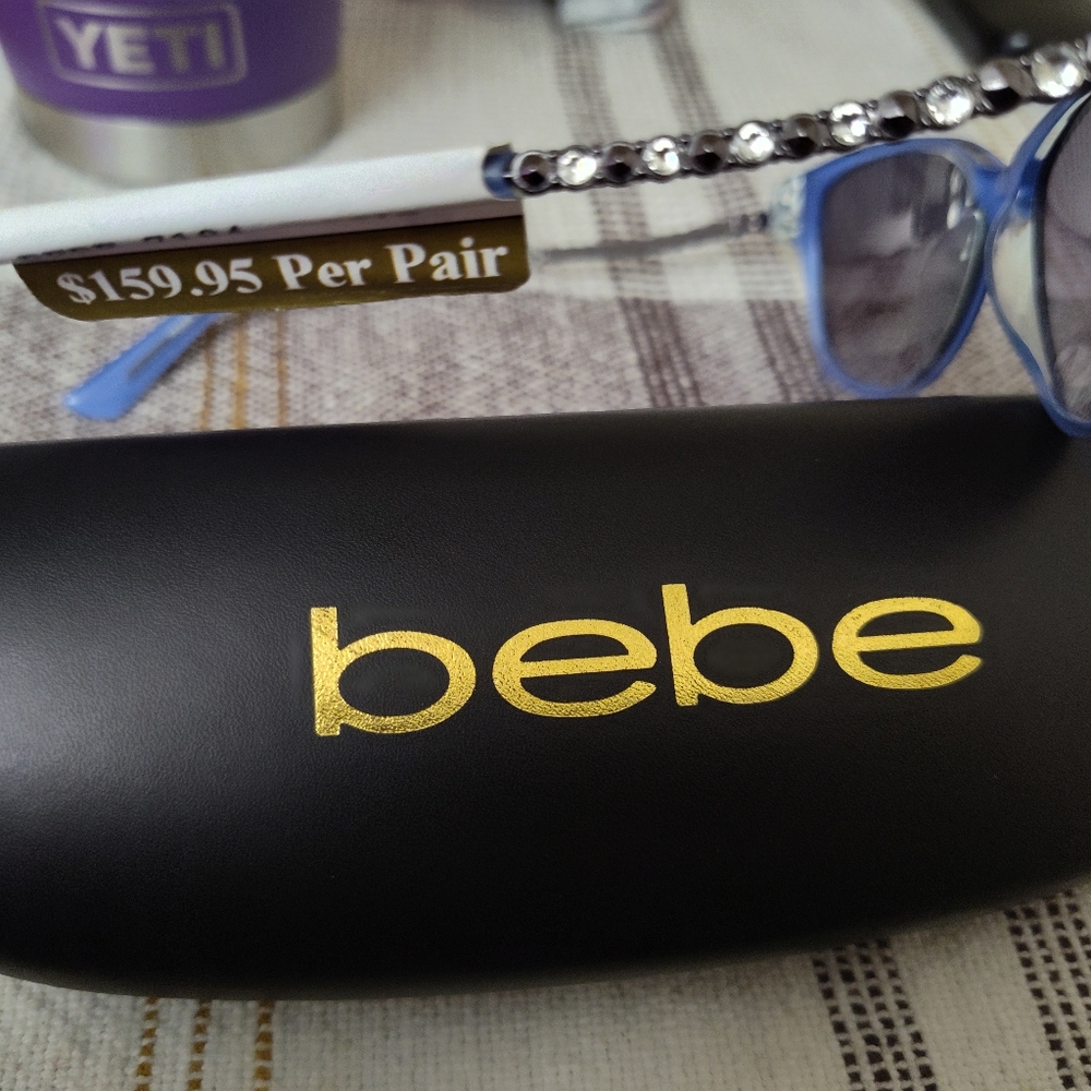 NEW Bebe BB 7184 424 Blue Sunglasses with Grey Lenses & Bebe Case
